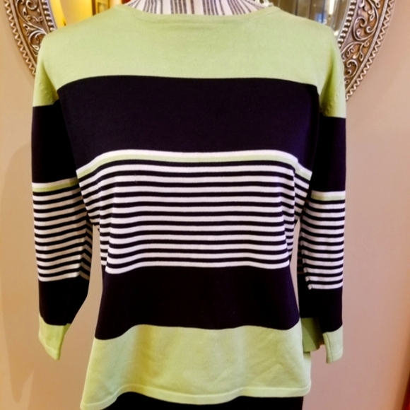Austin Reed Black & Green Stripe Silk Sweater - Picture 7 of 7